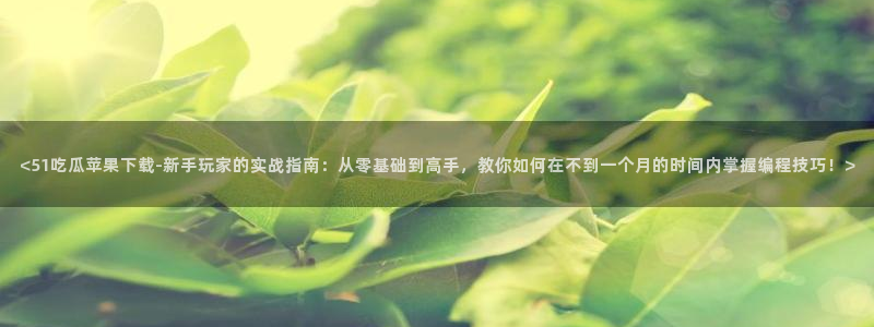51国产吃瓜在线今日吃瓜：<51吃瓜苹果下载-新手玩家的实战指南：从零基础到高手，教你如何在不到一个月的时间内掌握编程技