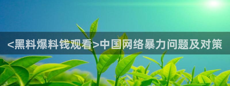 51吃瓜网今日吃瓜入口：<黑料爆料钱观看>中国网络暴力问题及对策